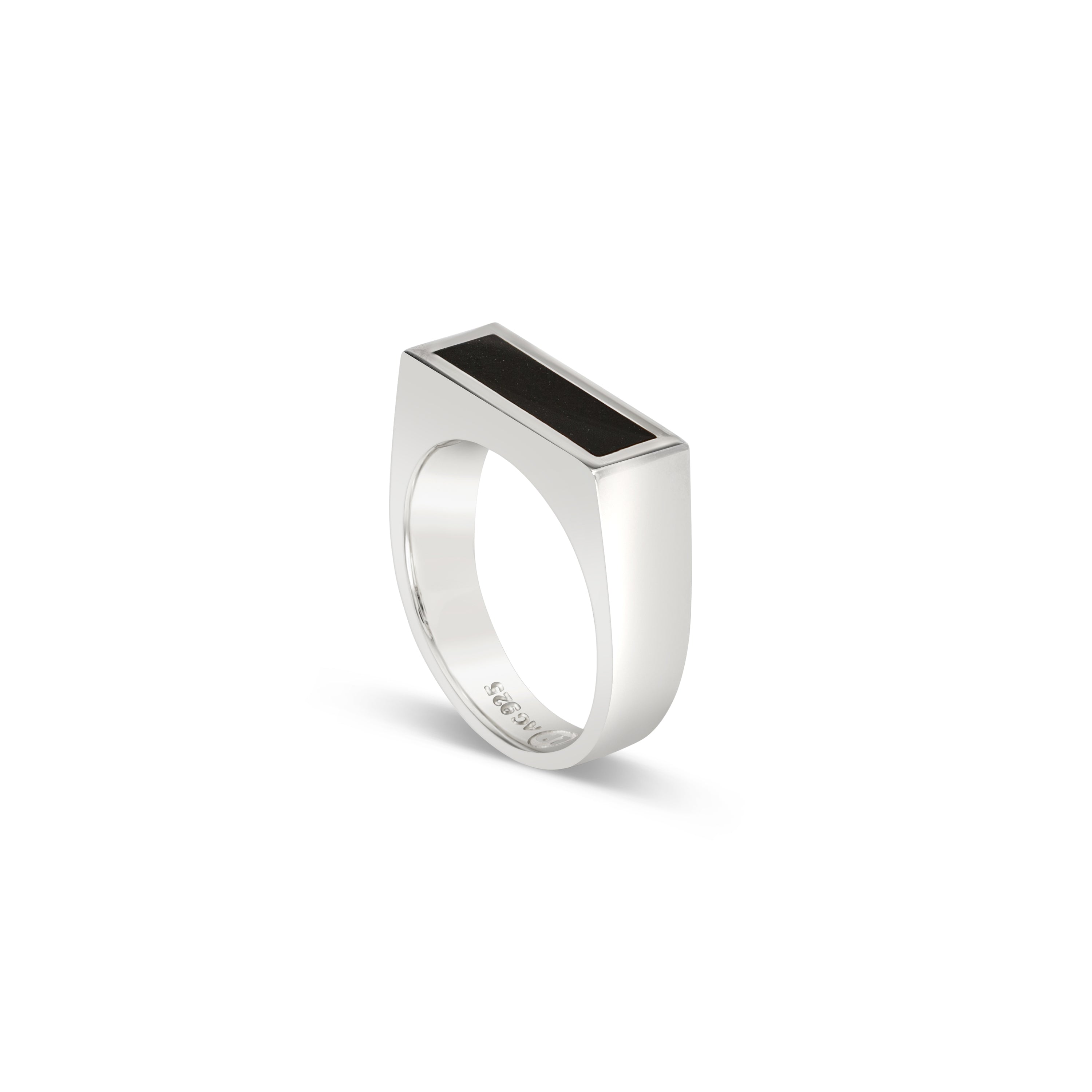 Rectangle Black Onyx Ring - Sterling Silver - Polished