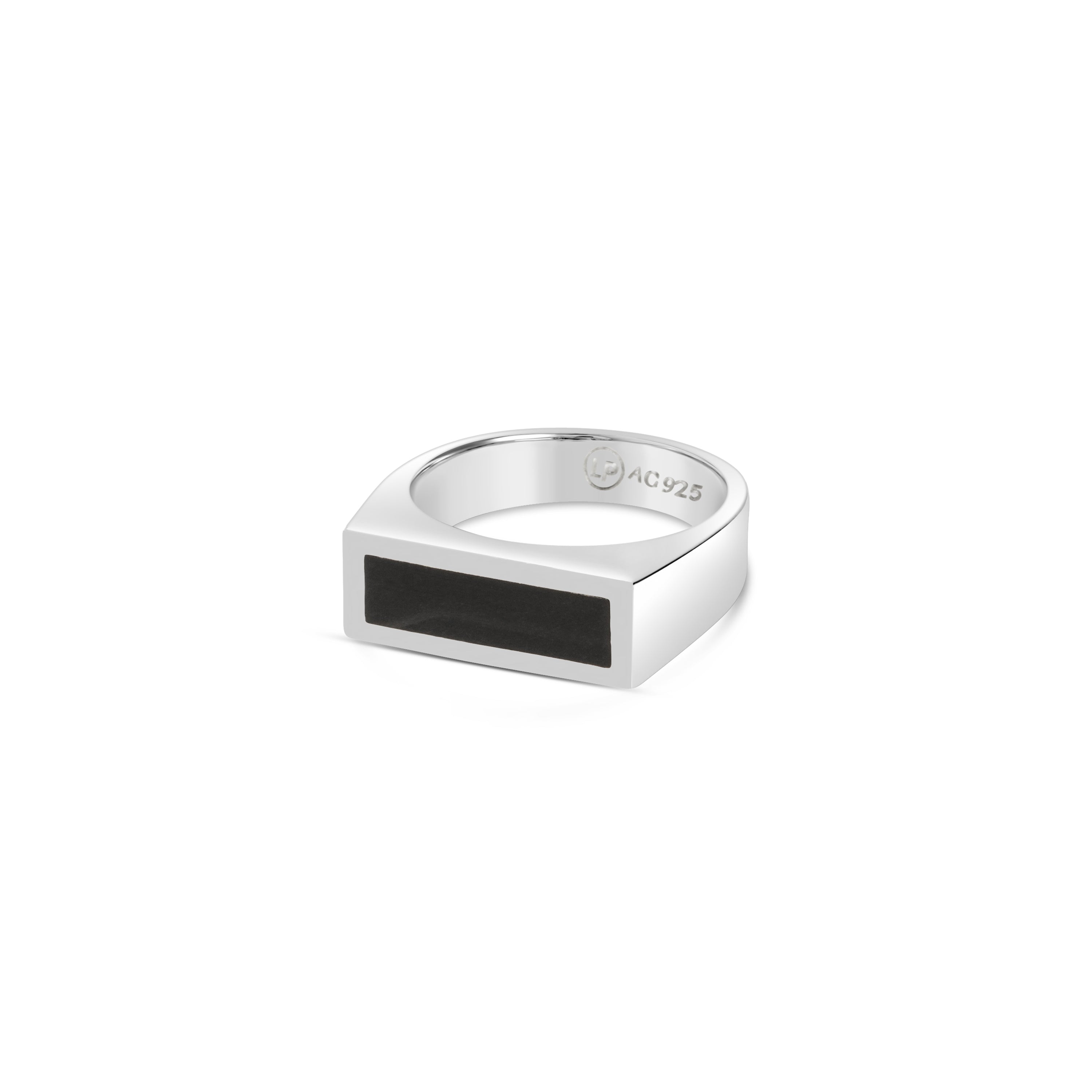 Rectangle Black Onyx Ring - Sterling Silver - Polished