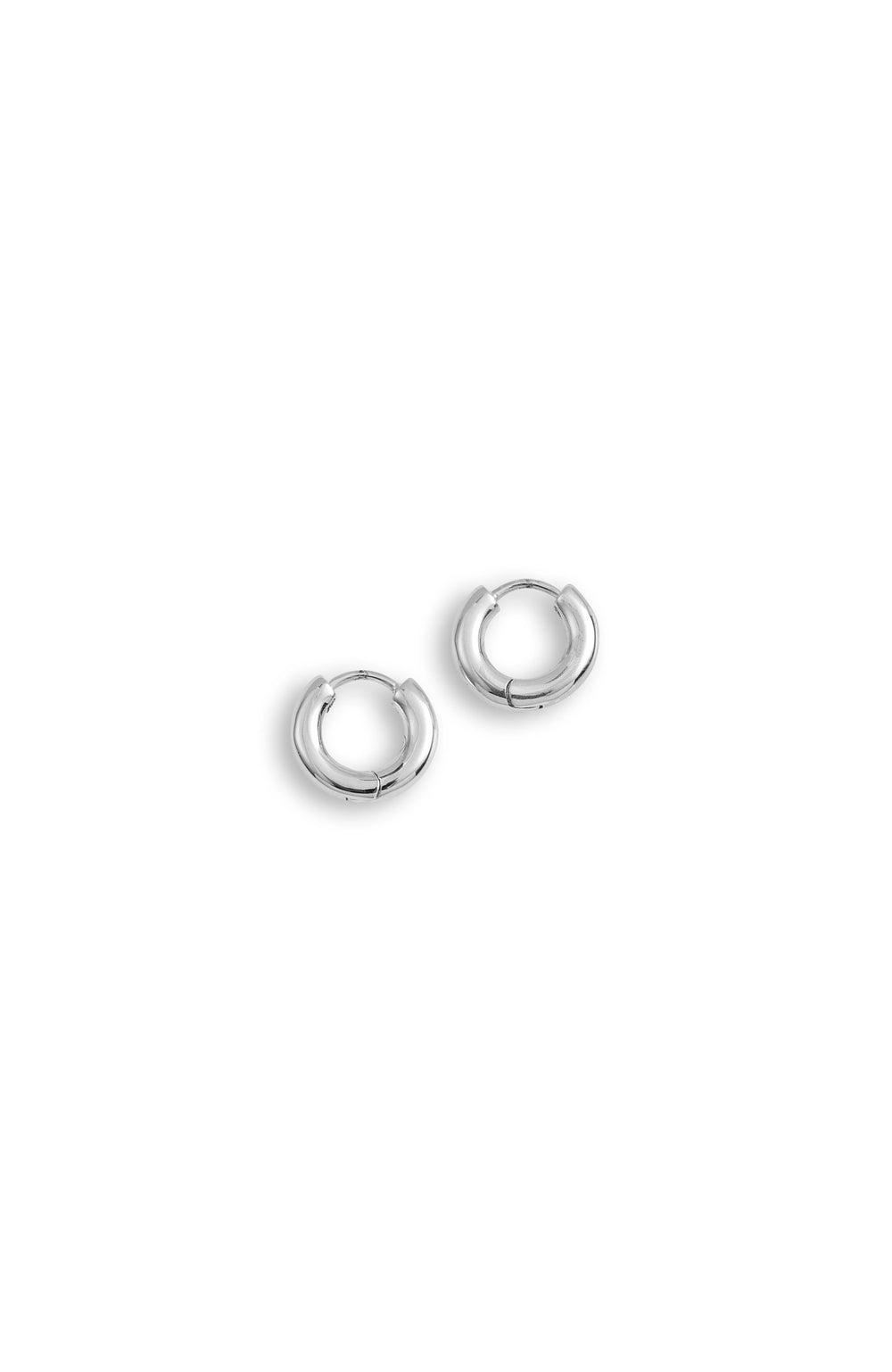 Round Huggie Earrings - Sterling Silver - Polished