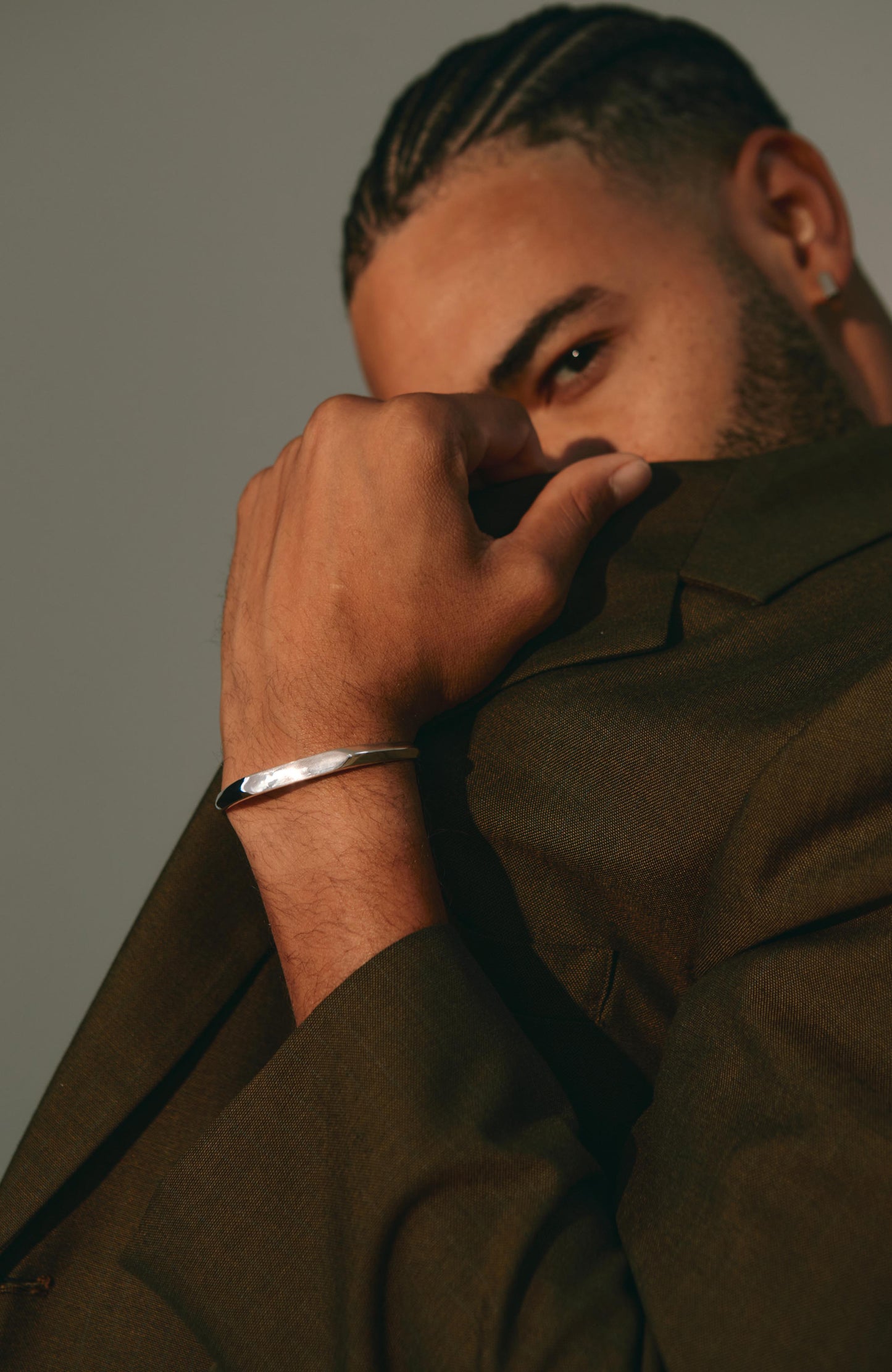 
                  
                    Hexagon Armor Cuff Bracelet - Sterling Silver 6 mm
                  
                