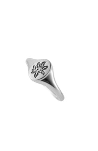 Lotus Signet Ring - Sterling Silver - Polished