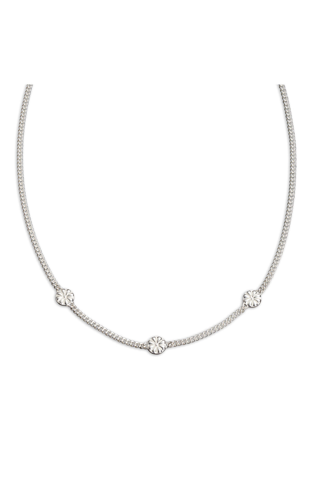 Flower Path Necklace - Sterling Silver - 16