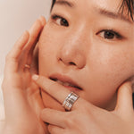 Korean Trigram Ring - Sterling Silver - Polished