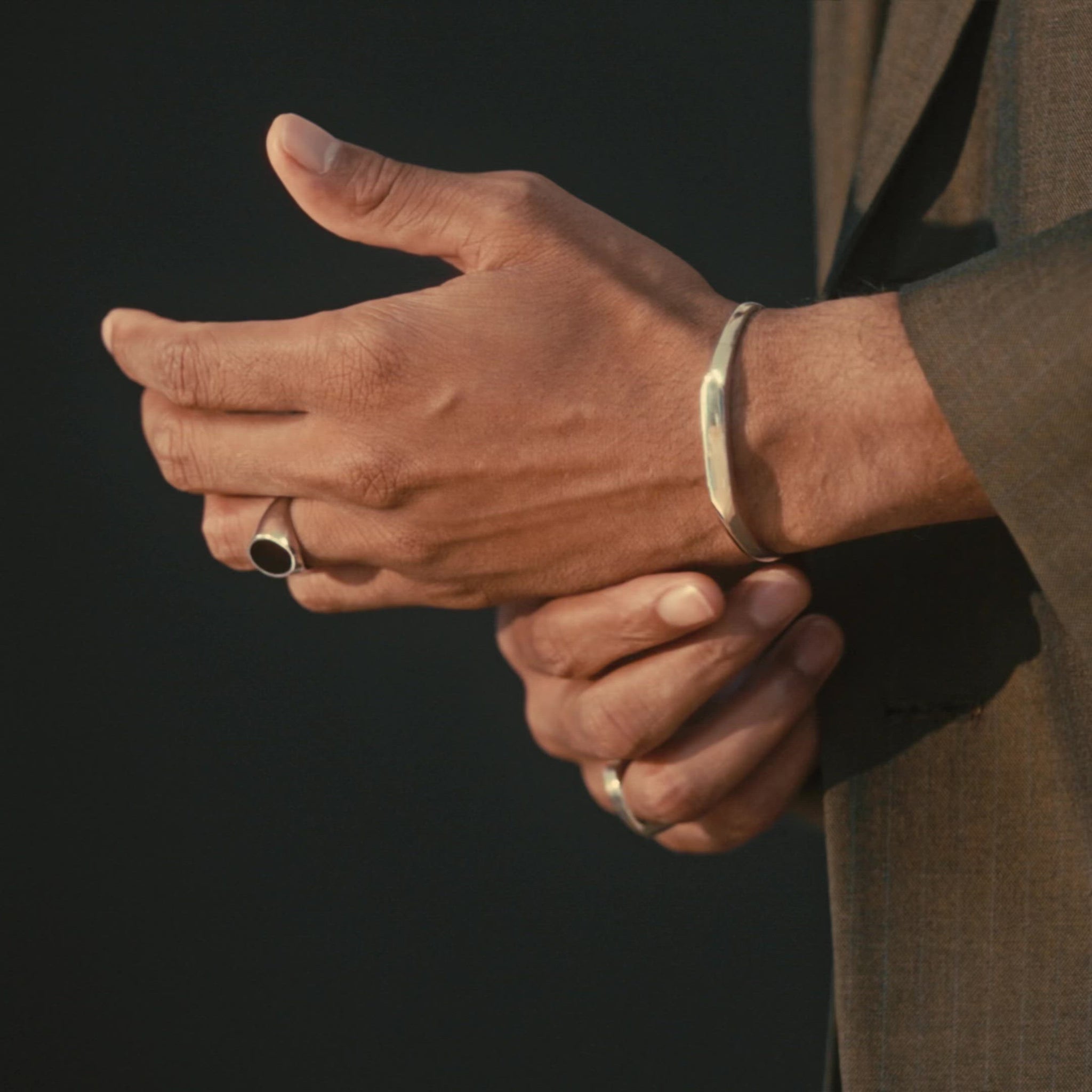 LOUPN Black Onyx Ring and Hexagon Armor Bracelet