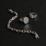 LOUPN Bring It Chain Bracelet, Mirror Signet and Ripple Effect Ring