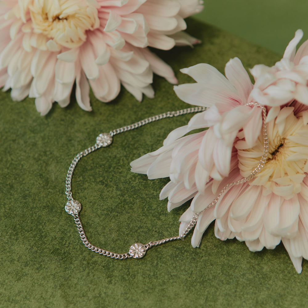 Flower Path Necklace - Sterling Silver - 16