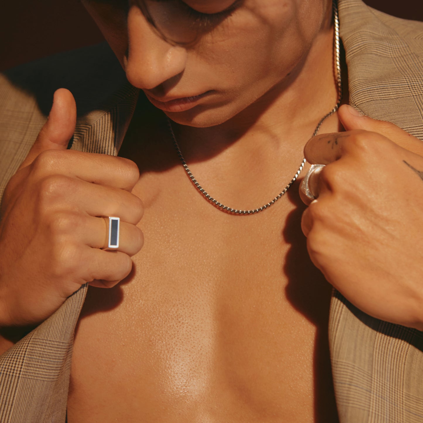 LOUPN_Rope_Chain_Necklace_Rectangle_Black_Onyx_Ring